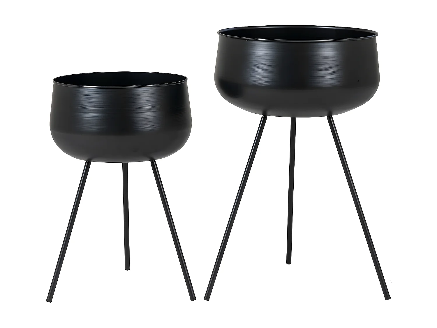 Lot de 2 Cache Pots Ardola, Noir, 34x34x56 cm, Seven Design