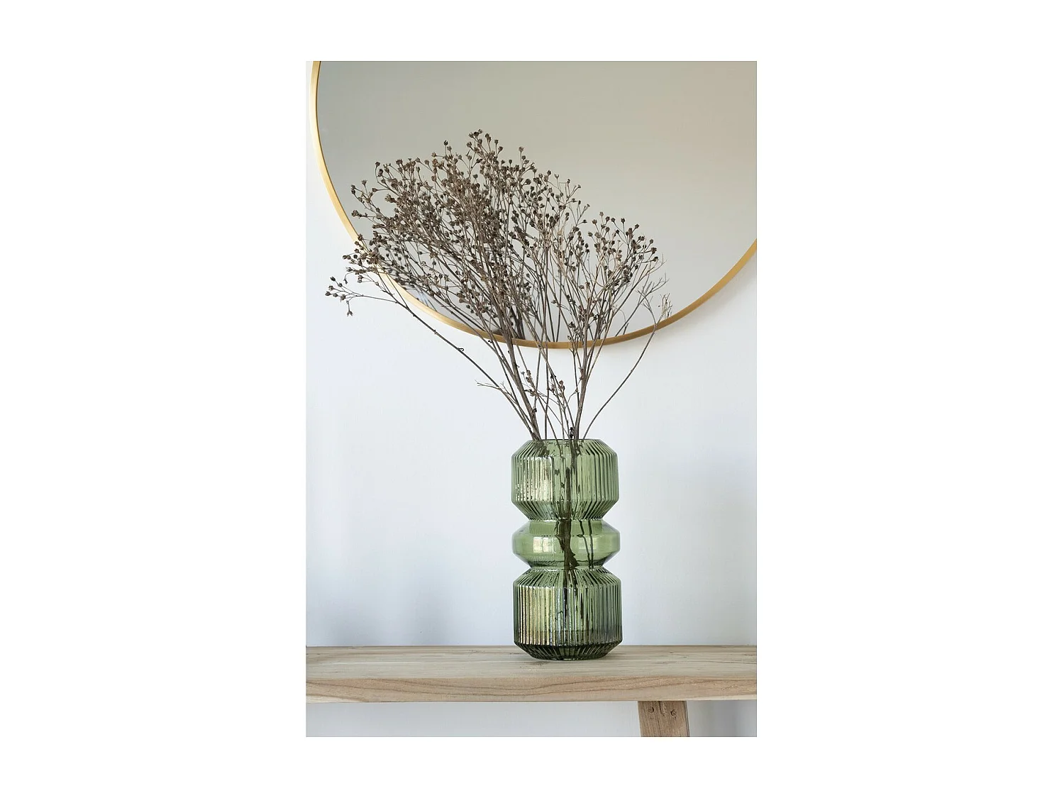 Decoratieve Vaas Heather, Groen, 12x12x25 cm, Seven Design