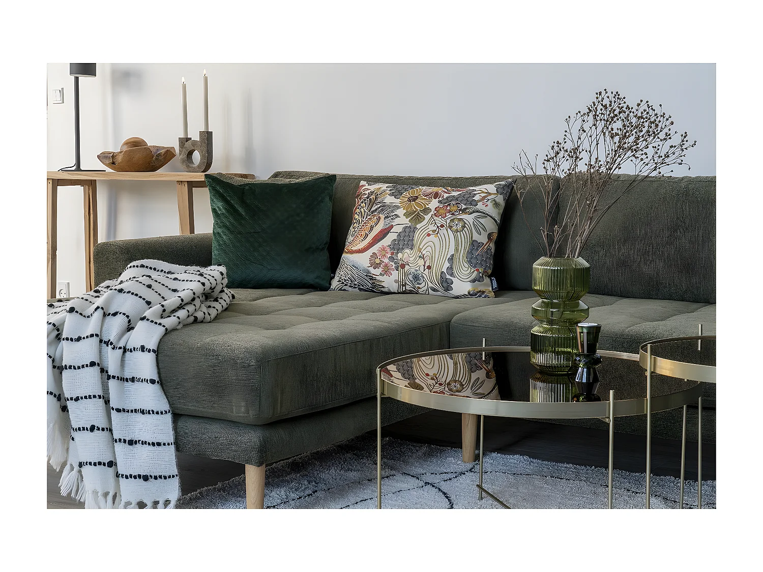 Decoratieve Vaas Heather, Groen, 12x12x25 cm, Seven Design