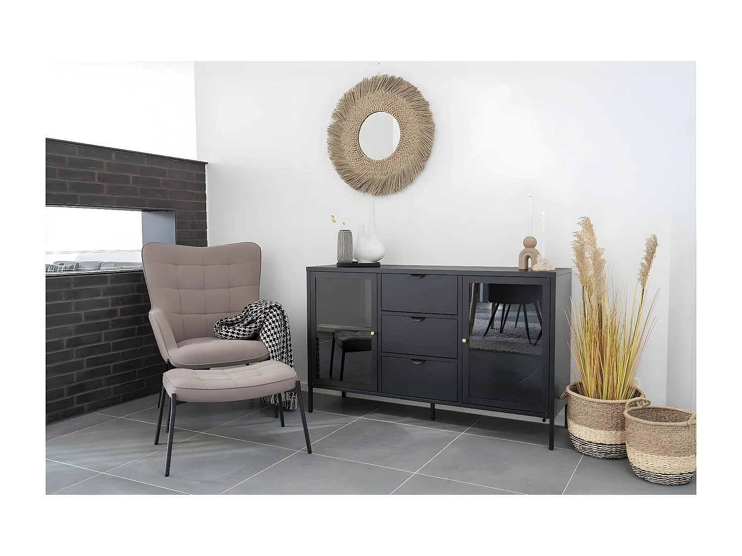 Plaid Side, Noir, 180x130x0,5 cm, Seven Design