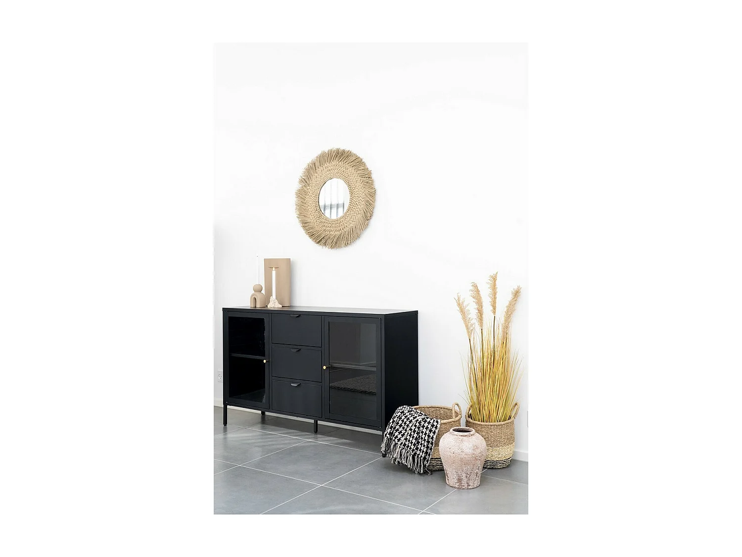 Plaid Side, Negro, 180x130x0,5 cm, Seven Design