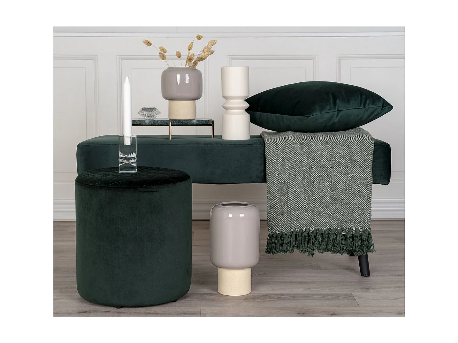 Geruite Cort, Groen, 160x130x1 cm, Seven Design