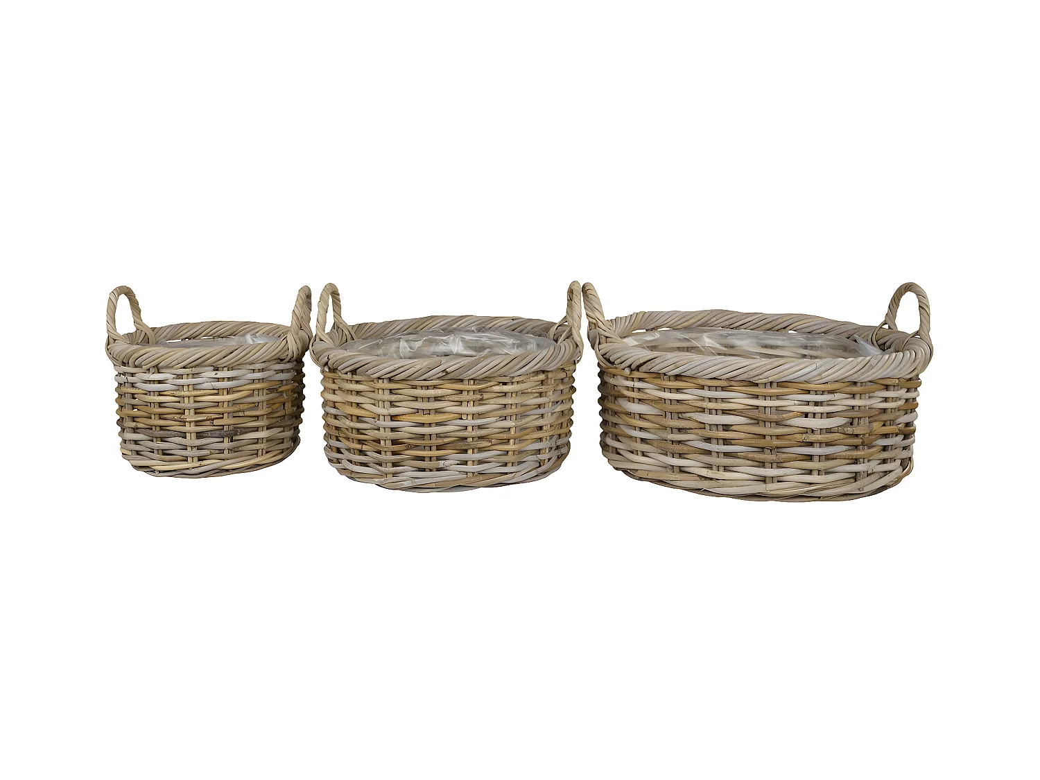 Lot de 3 Paniers Décoratifs de Rangement  Kuta, Marron, 50x50x28 cm, EPIKASA