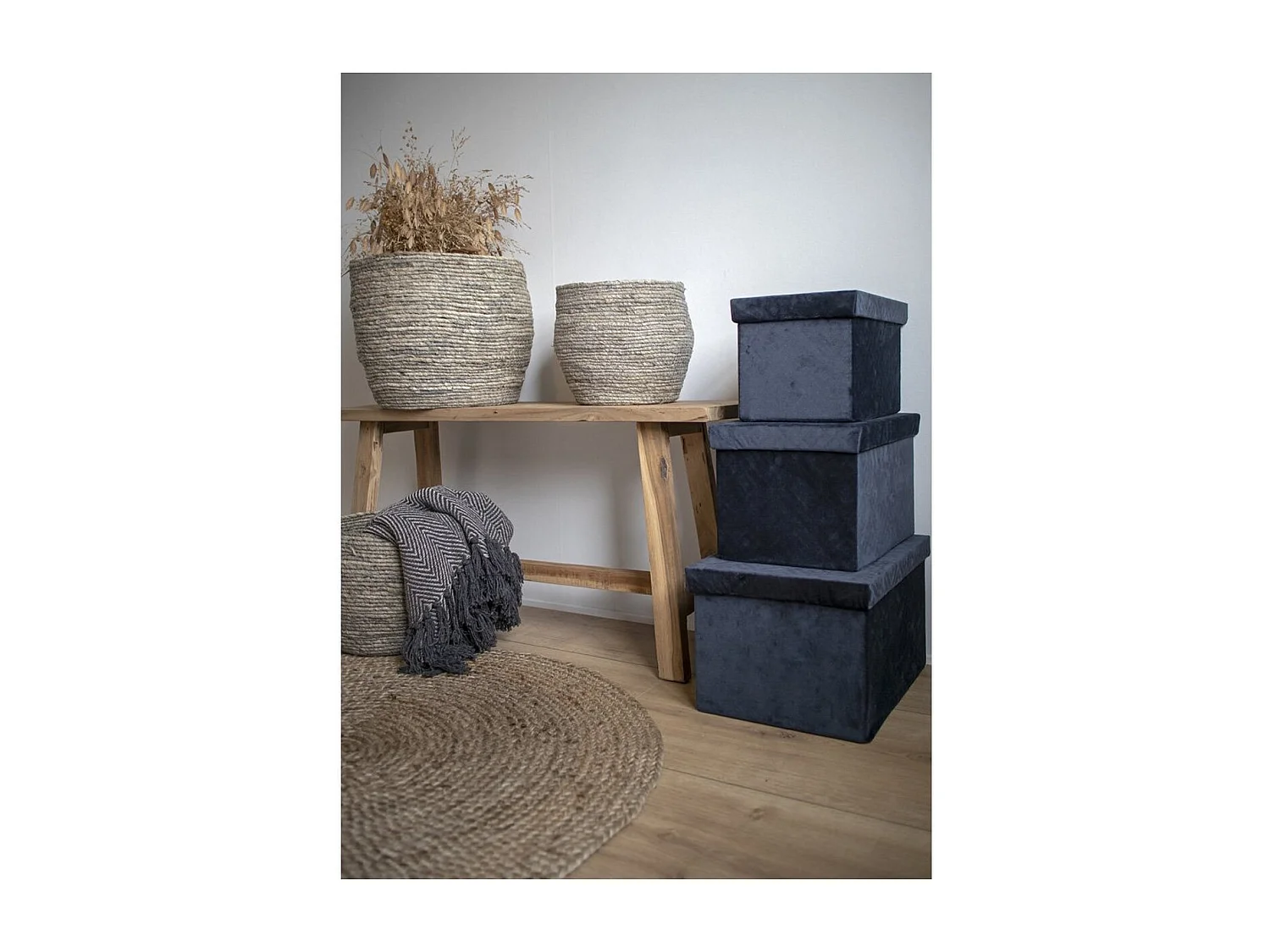 Lot de 3 Paniers Décoratifs de Rangement Tivoli, Marron, 33x33x30 cm, Seven Design