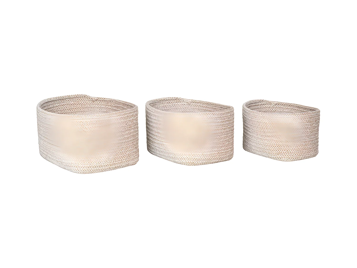 Lot de 3 Paniers Décoratifs de Rangement  Cadima, Beige, 23x18x13 cm, EPIKASA