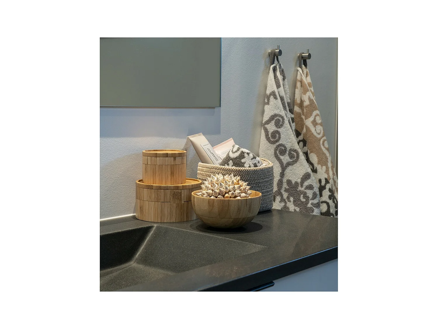 Lot de 3 Paniers Décoratifs de Rangement  Cadima, Beige, 23x18x13 cm, EPIKASA