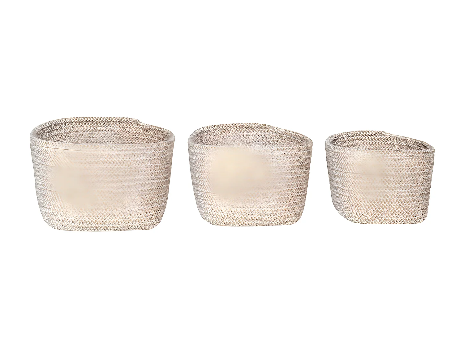 Lot de 3 Paniers Décoratifs de Rangement Cadima, Beige, 23x18x13 cm, Seven Design
