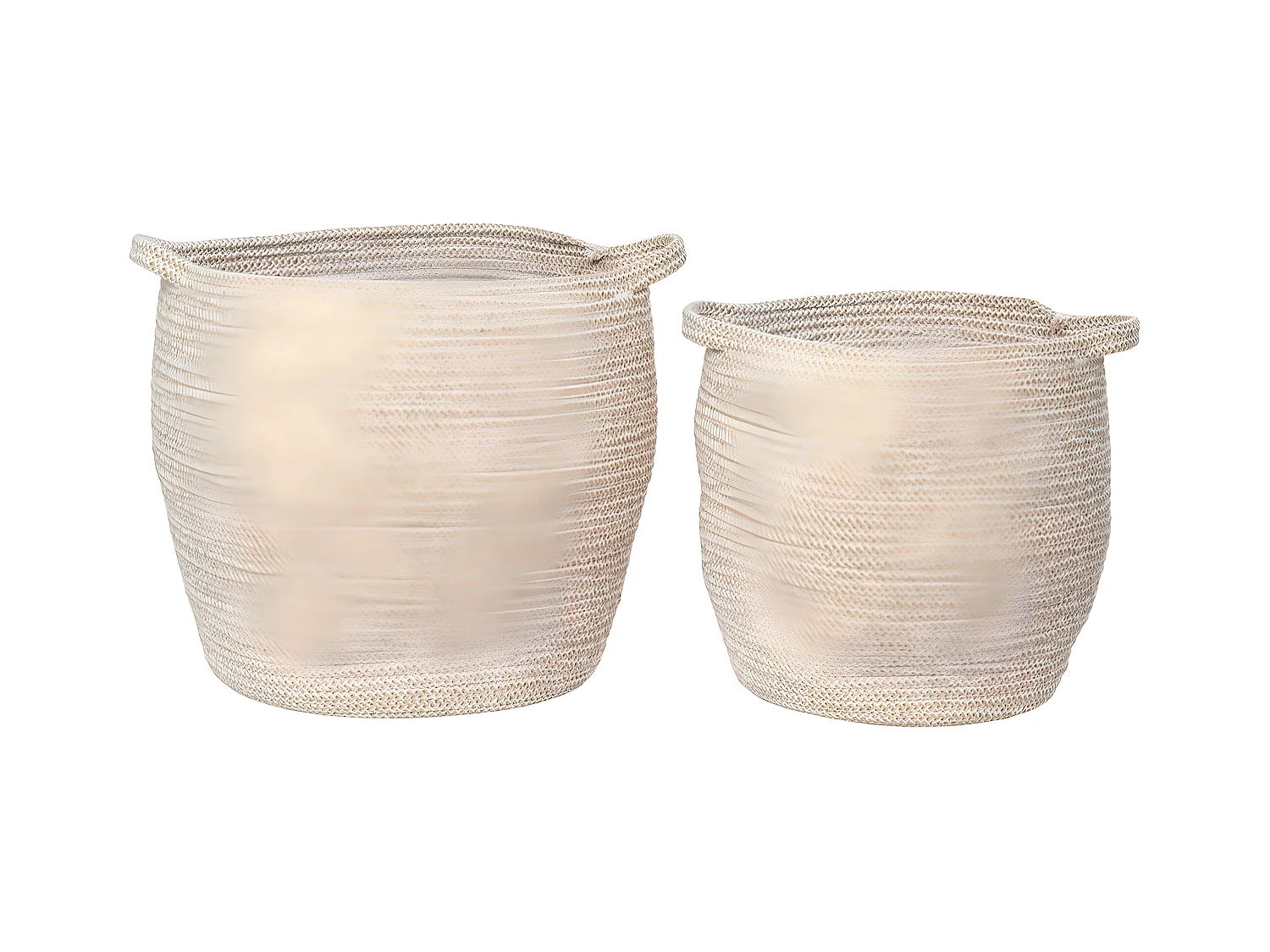 Lot de 2 Paniers Décoratifs de Rangement Lamas, Beige, 31x31x31 cm, EPIKASA