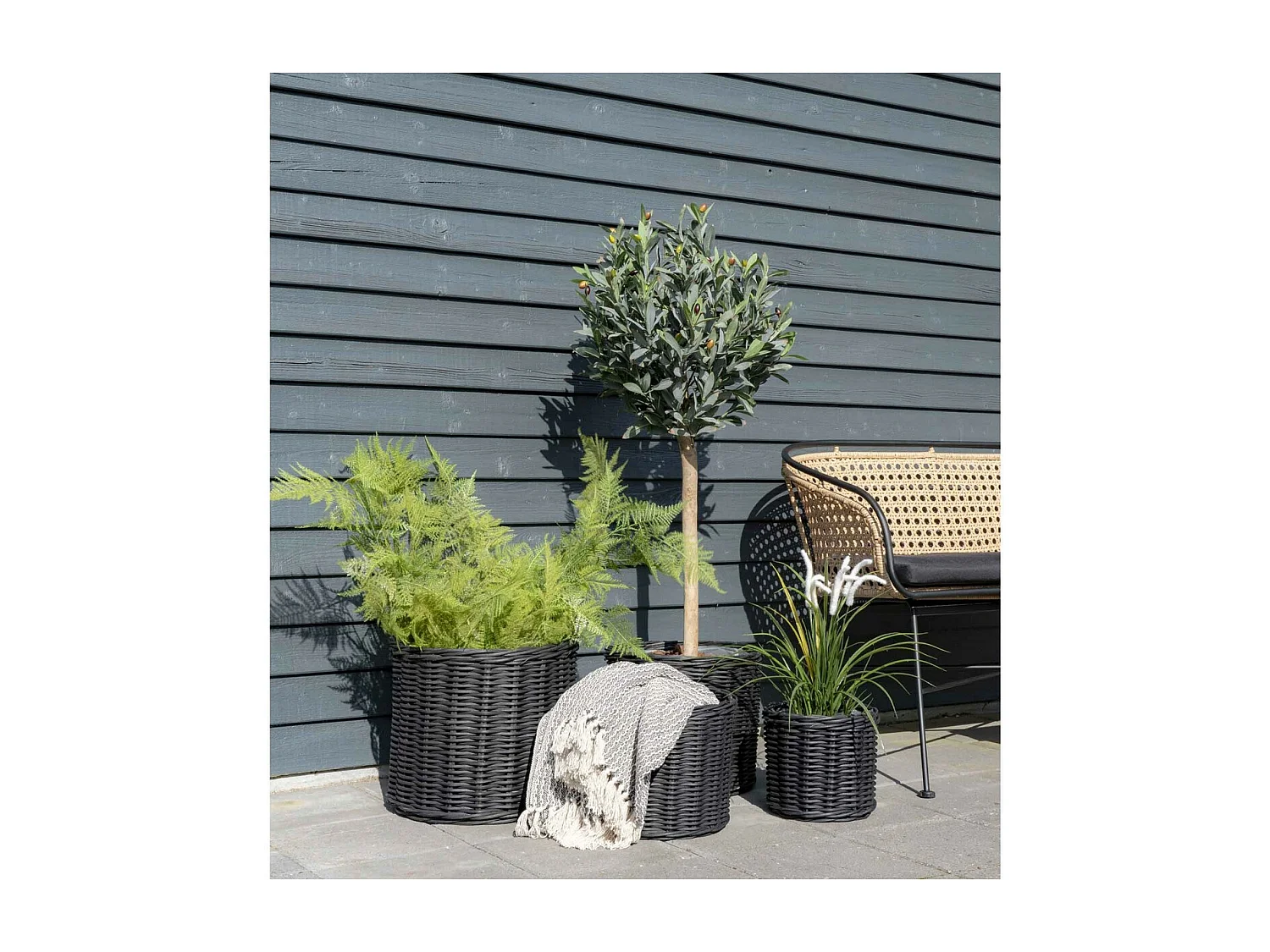 Set van 4 Opbergmanden  Bogor, Zwart, 40x40x35 cm, EPIKASA