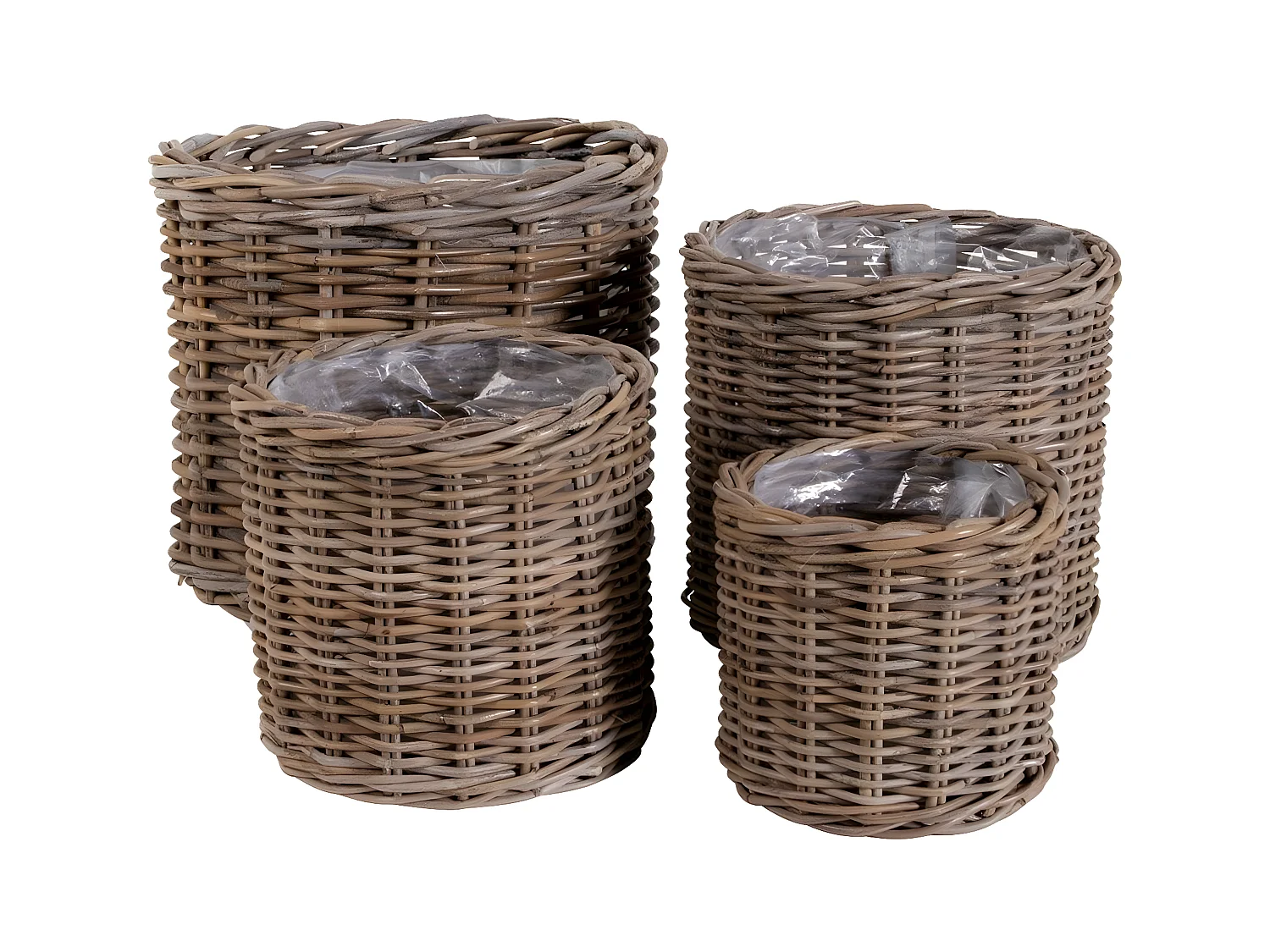 Lot de 4 Paniers Décoratifs de Rangement Bogor, Marron, 40x40x35 cm, EPIKASA