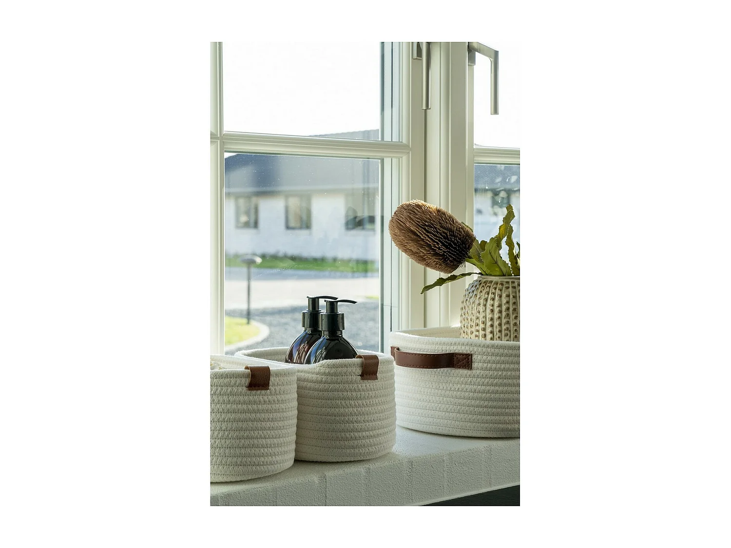 Set di 3 Cesti Portaoggetti Jarana, Bianco, 25x35x13 cm, Seven Design