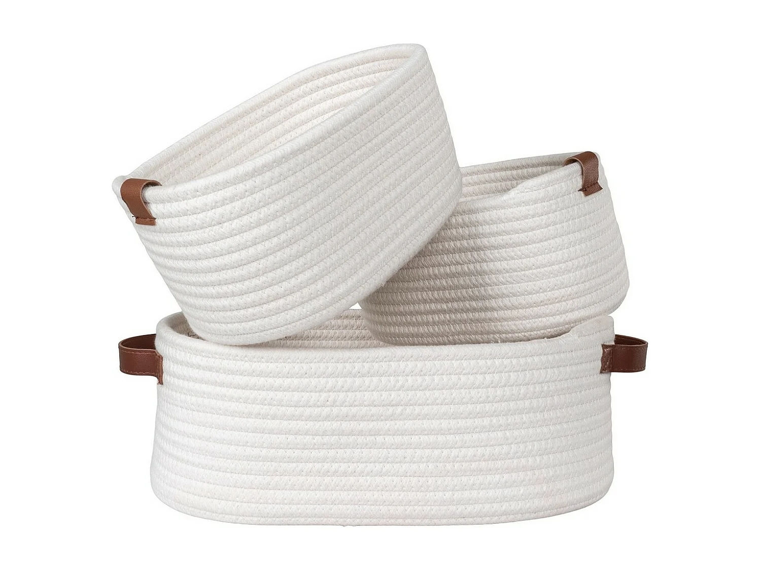 Set di 3 Cesti Portaoggetti Jarana, Bianco, 25x35x13 cm, Seven Design