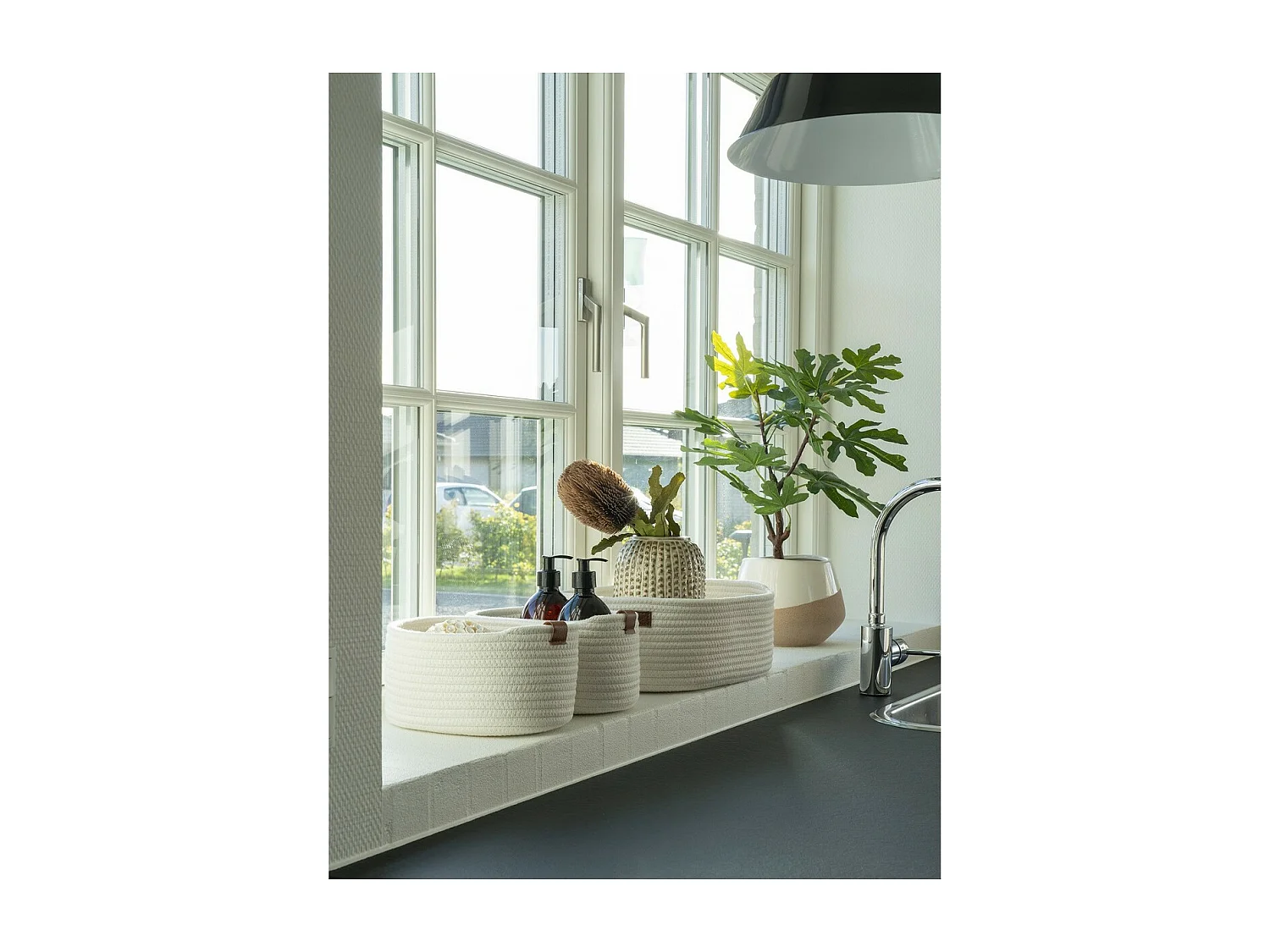 Set di 3 Cesti Portaoggetti Jarana, Bianco, 25x35x13 cm, Seven Design