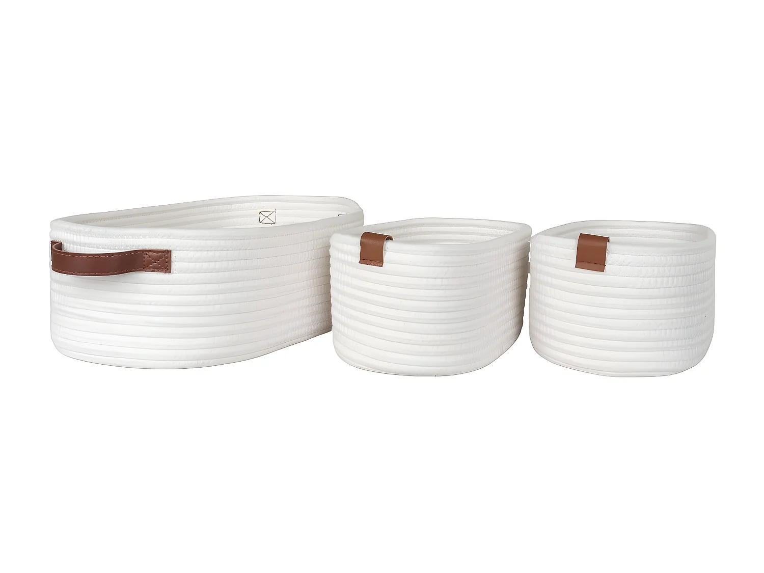 Set di 3 Cesti Portaoggetti Jarana, Bianco, 25x35x13 cm, Seven Design