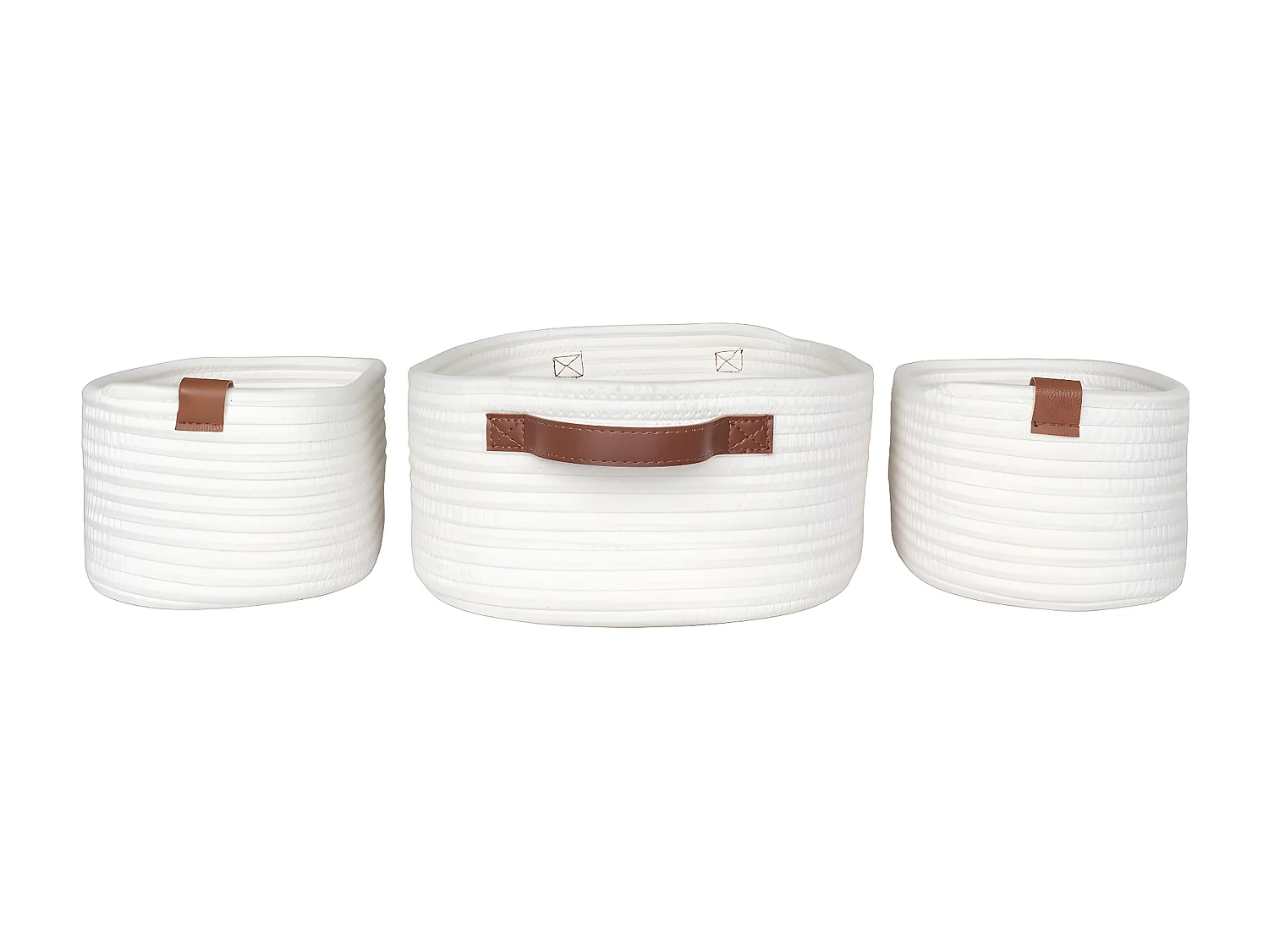 Set di 3 Cesti Portaoggetti Jarana, Bianco, 25x35x13 cm, Seven Design