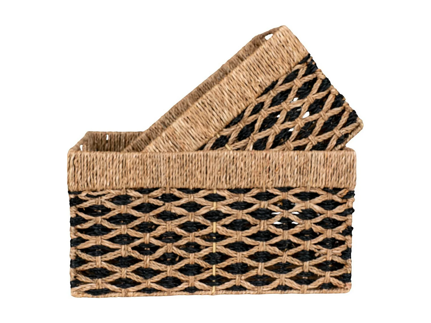 Lot de 2 Paniers Décoratifs de Rangement Salar, Marron, 40x25x21 cm, EPIKASA