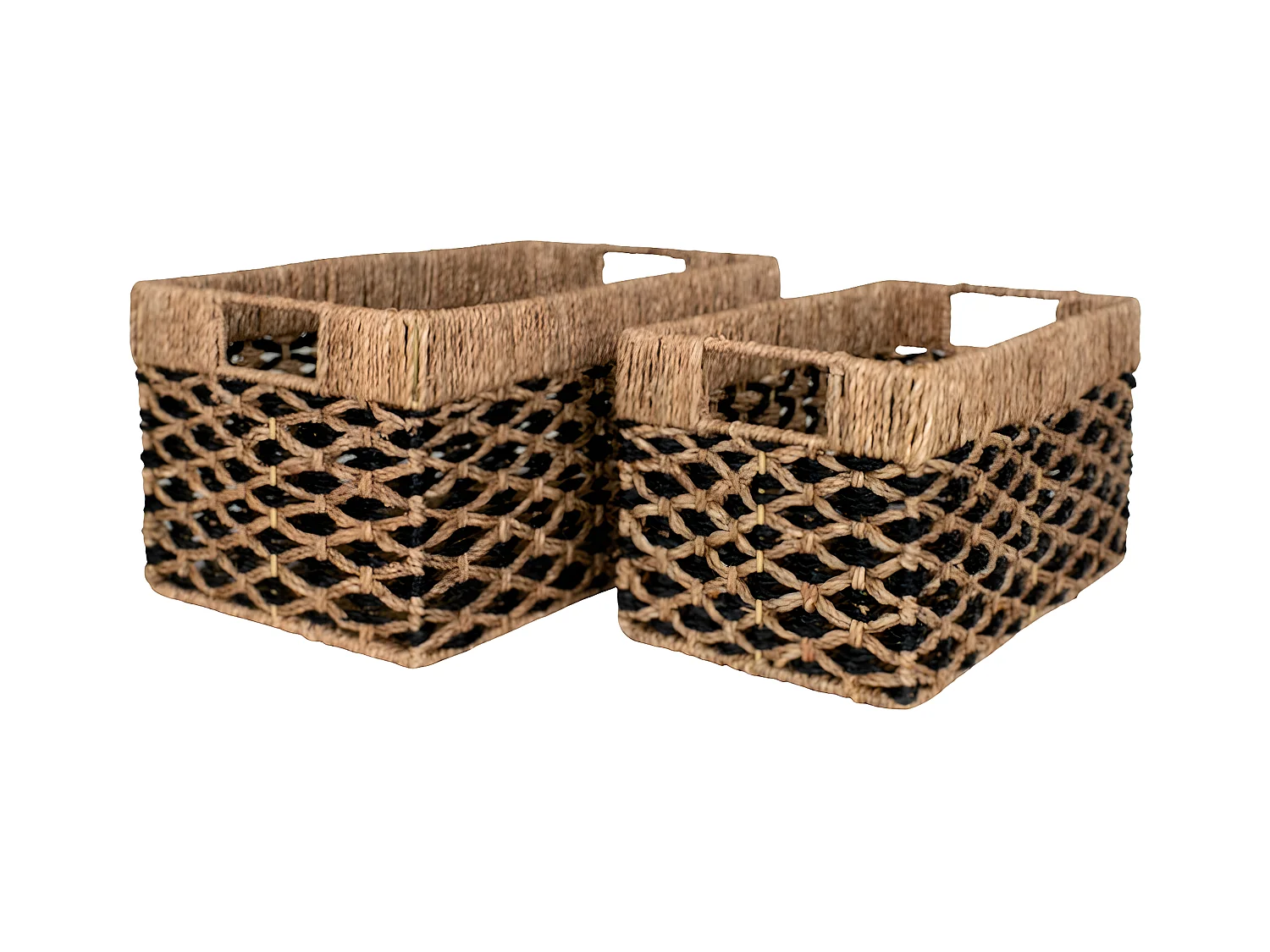 Lot de 2 Paniers Décoratifs de Rangement Salar, Marron, 40x25x21 cm, EPIKASA