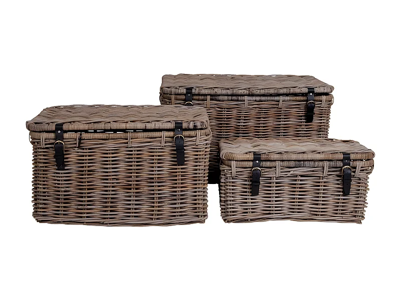 Zestaw 3 koszy do przechowywania Depok, Brązowy, 81x51x48 cm, Seven Design