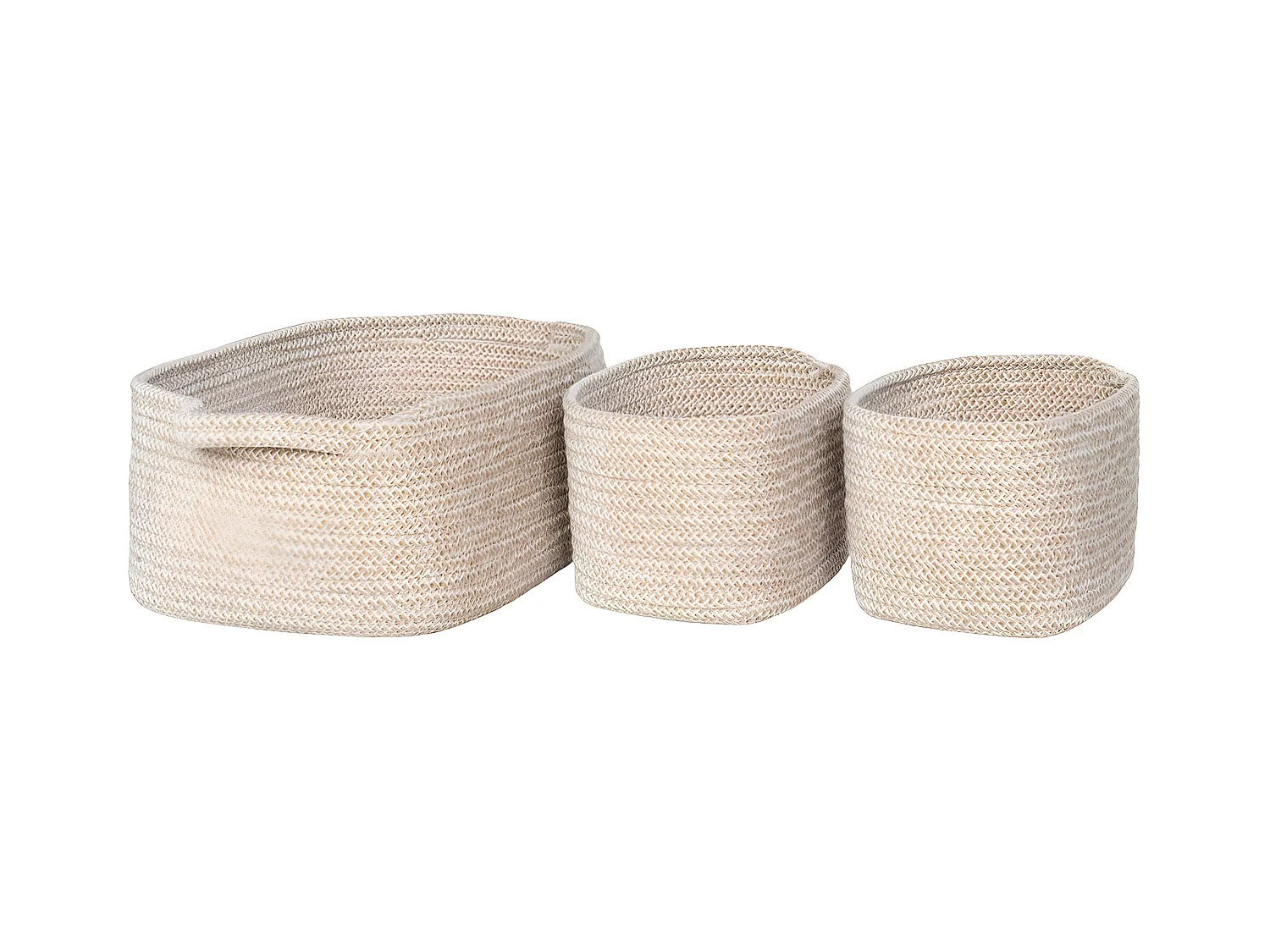 Lot de 3 Paniers Décoratifs de Rangement  Teixo, Beige, 33x23x13 cm, EPIKASA