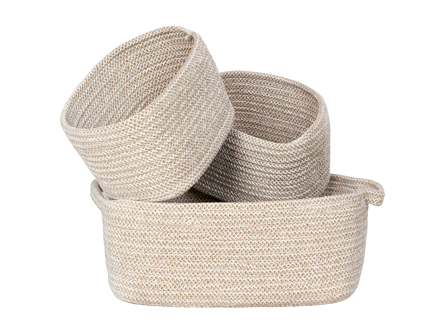 Set van 3 Opbergmanden  Teixo, Beige, 33x23x13 cm, EPIKASA