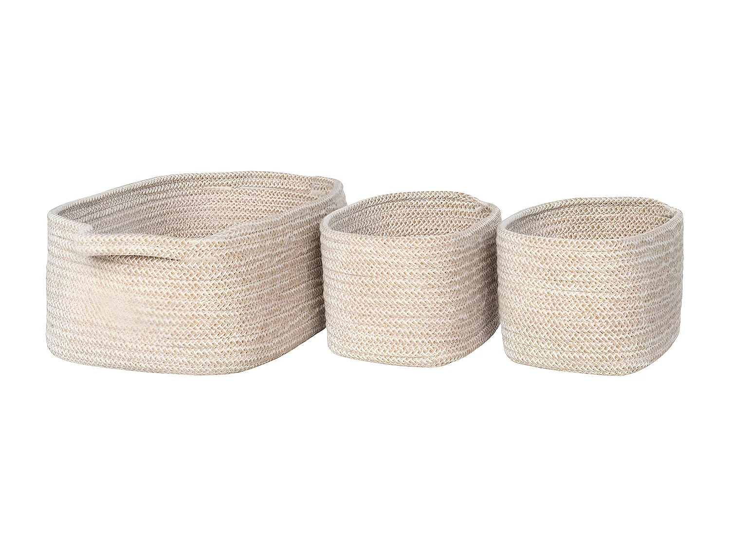 Lot de 3 Paniers Décoratifs de Rangement Teixo, Beige, 33x23x13 cm, Seven Design