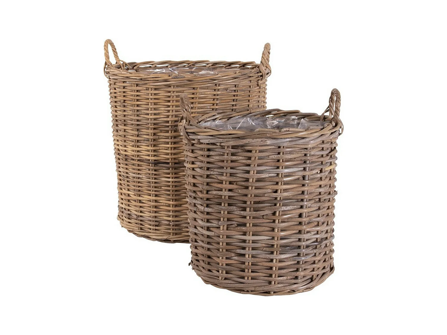 Lot de 2 Paniers Décoratifs de Rangement Indo, Marron, 50x50x58 cm, EPIKASA