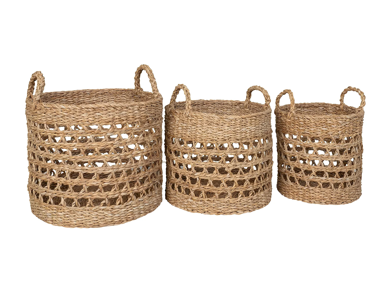 Set di 3 Cesti Portaoggetti  Balok, Marrone, 36x36x30 cm, EPIKASA