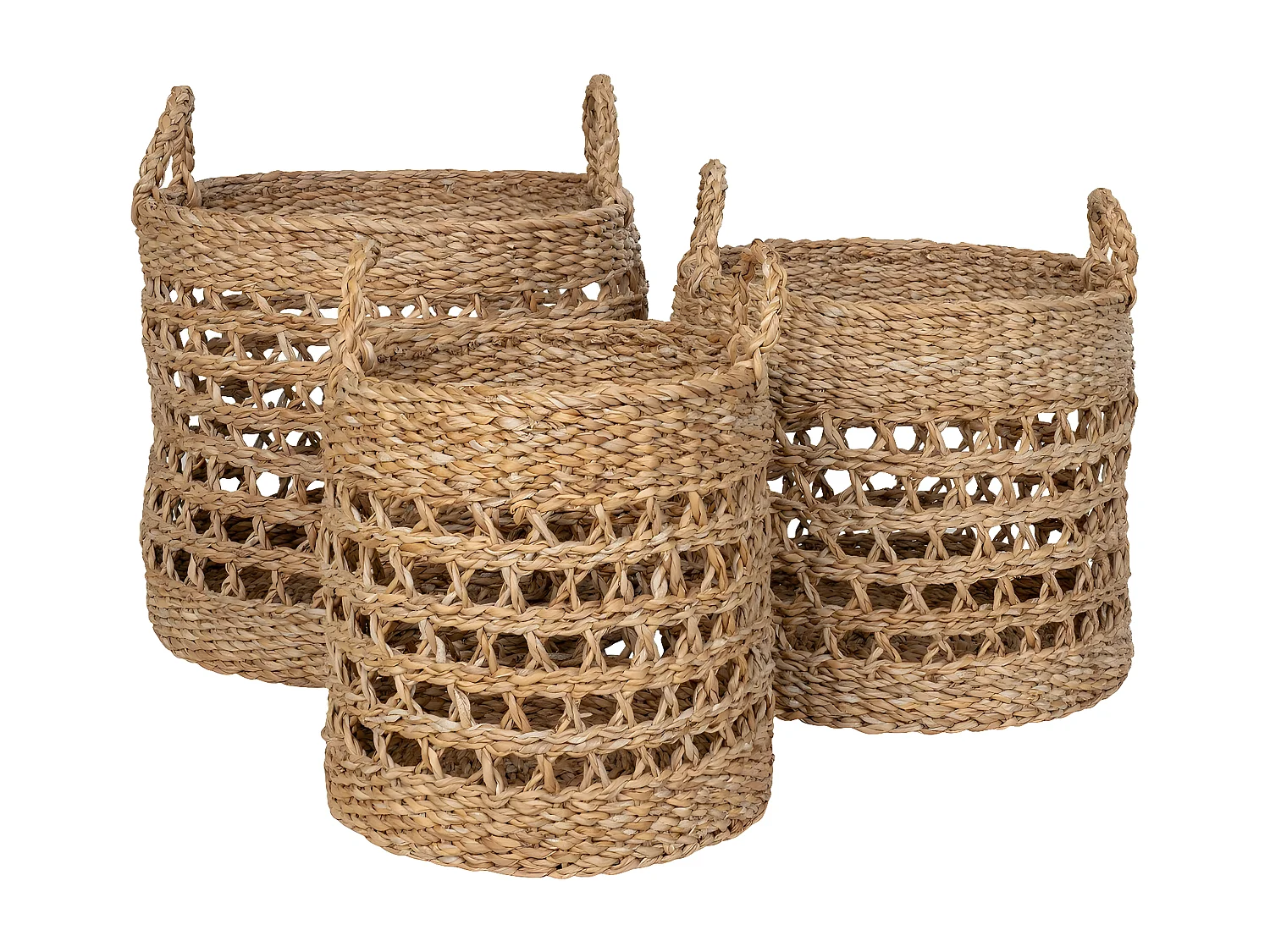 Lot de 3 Paniers Décoratifs de Rangement Balok, Marron, 36x36x30 cm, Seven Design