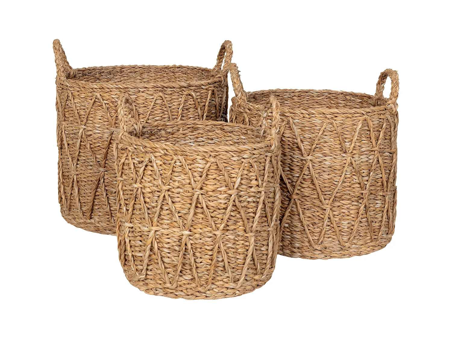 Lot de 3 Paniers Décoratifs de Rangement  Krabi, Marron, 36x36x30 cm, EPIKASA