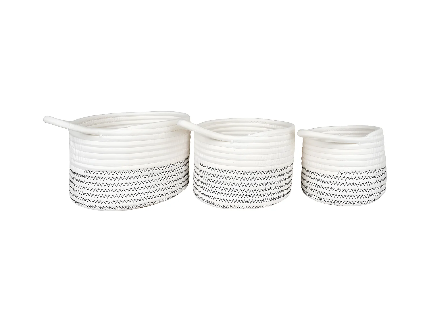 Lot de 3 Paniers Décoratifs de Rangement  Algar, Blanc, 20x20x14 cm, EPIKASA