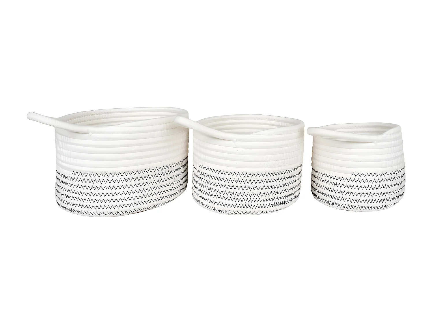 Lot de 3 Paniers Décoratifs de Rangement Algar, Blanc, 20x20x14 cm, Seven Design