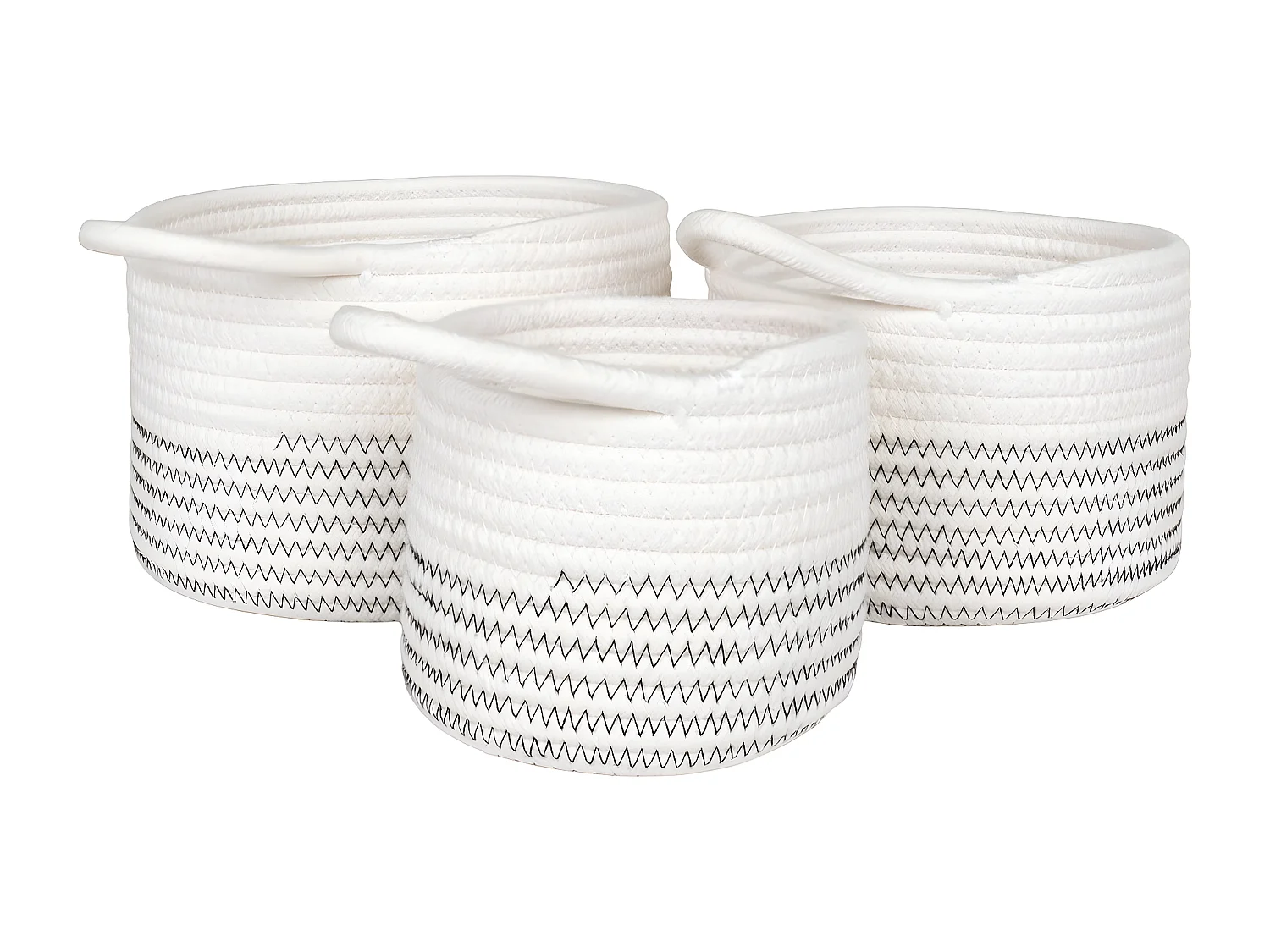 Lot de 3 Paniers Décoratifs de Rangement Algar, Blanc, 20x20x14 cm, Seven Design