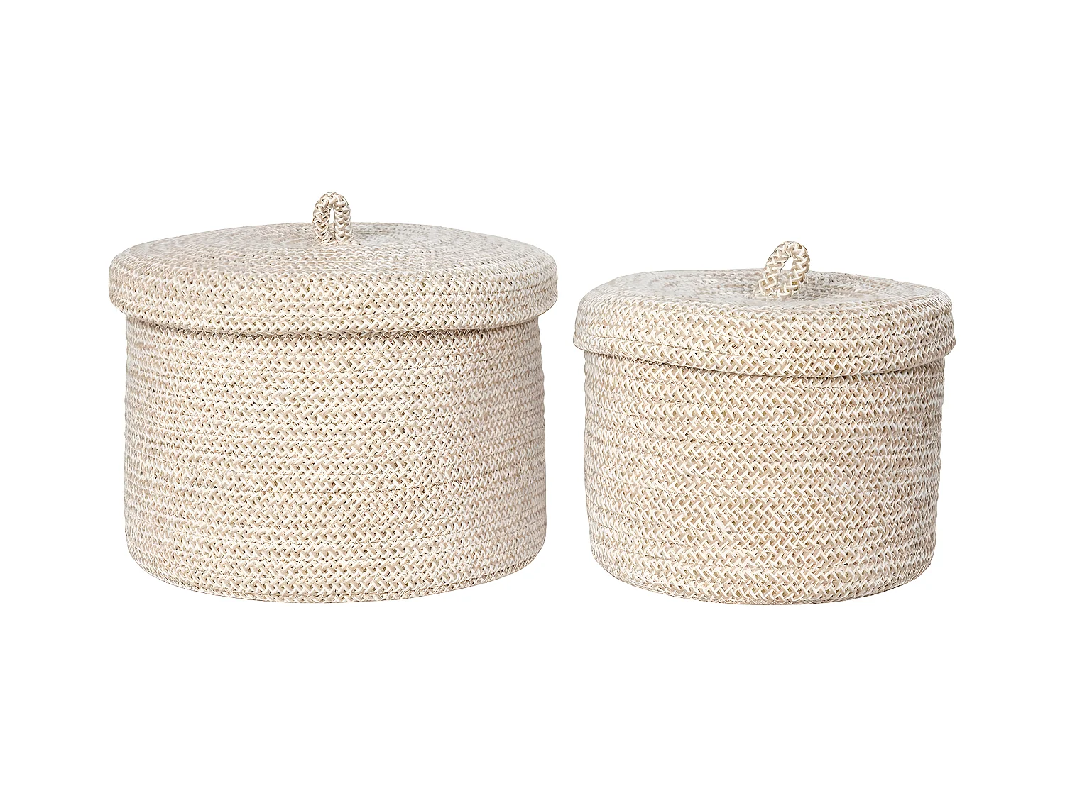Lot de 2 Paniers Décoratifs de Rangement Sebal, Beige, 22x22x16 cm, EPIKASA
