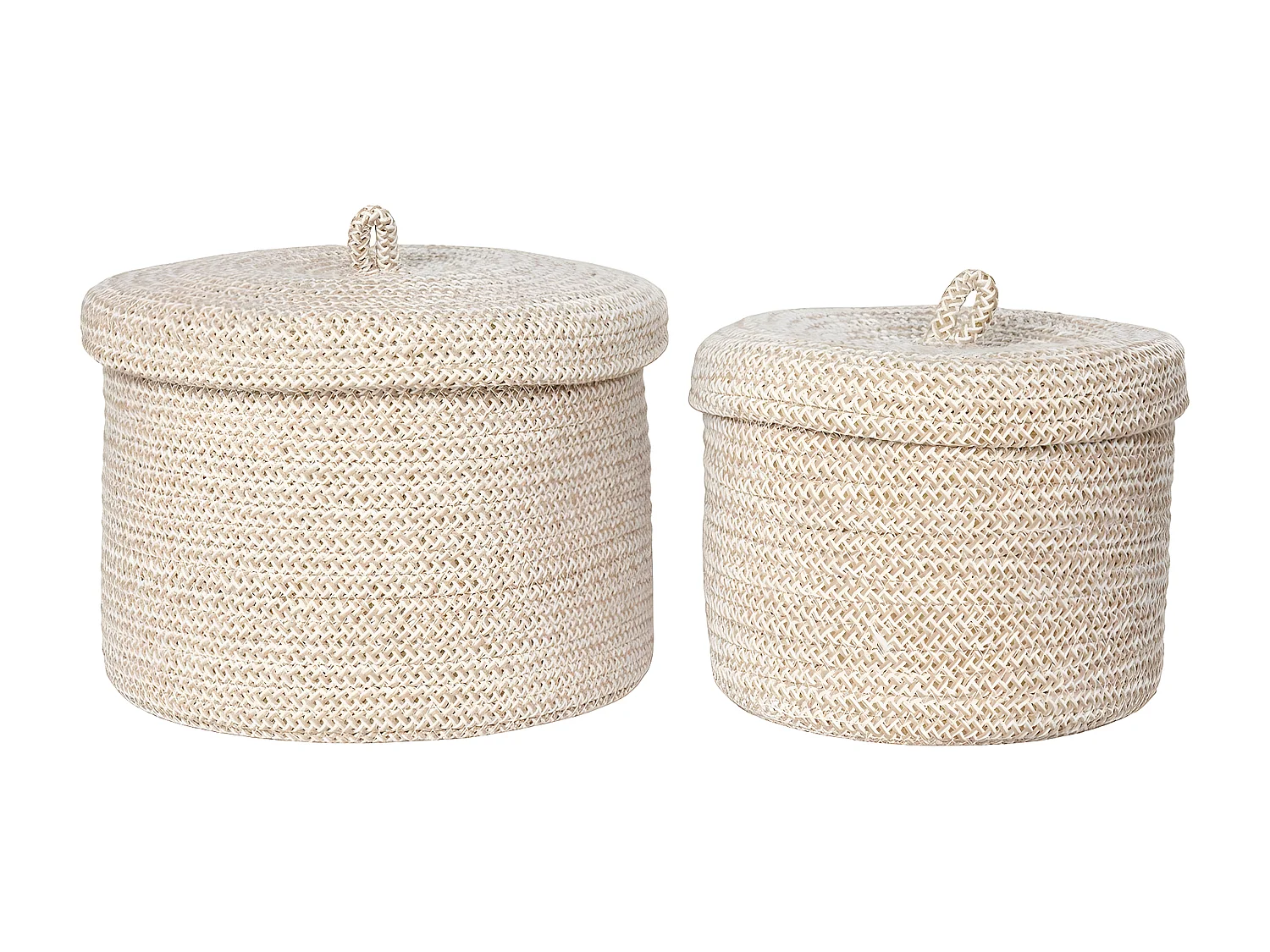 Lot de 2 Paniers Décoratifs de Rangement Sebal, Beige, 22x22x16 cm, Seven Design