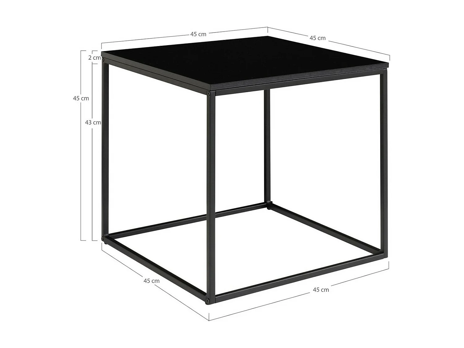 Table d'Appoint Vita, Noir, 45x45x45 cm, Epikasa