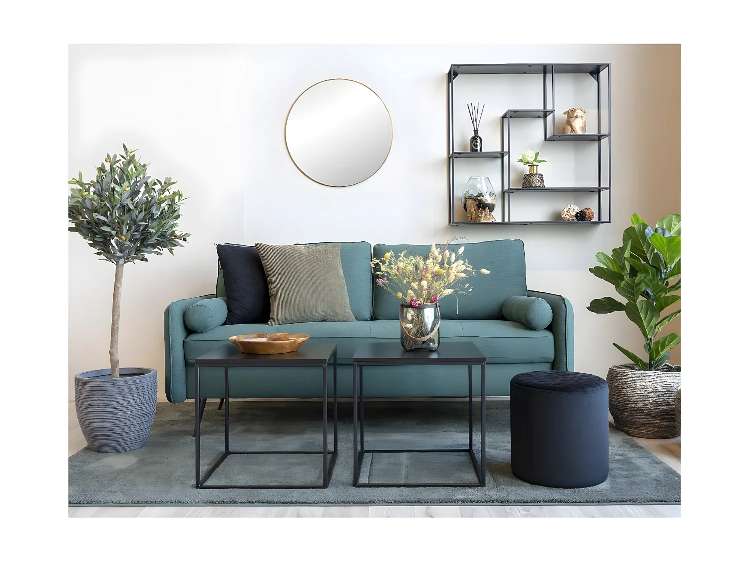 Stolik Kawowy Życie, Czarny, 45x45x45 cm, Seven Design