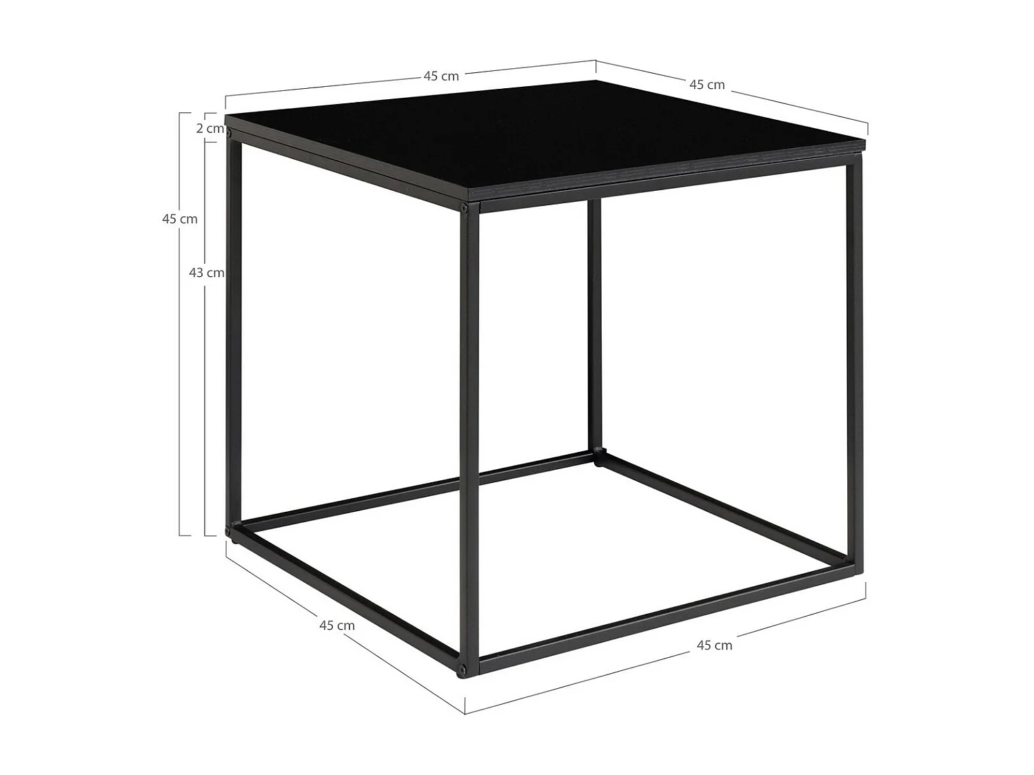 Table d'Appoint Vita, Noir, 45x45x45 cm, Seven Design