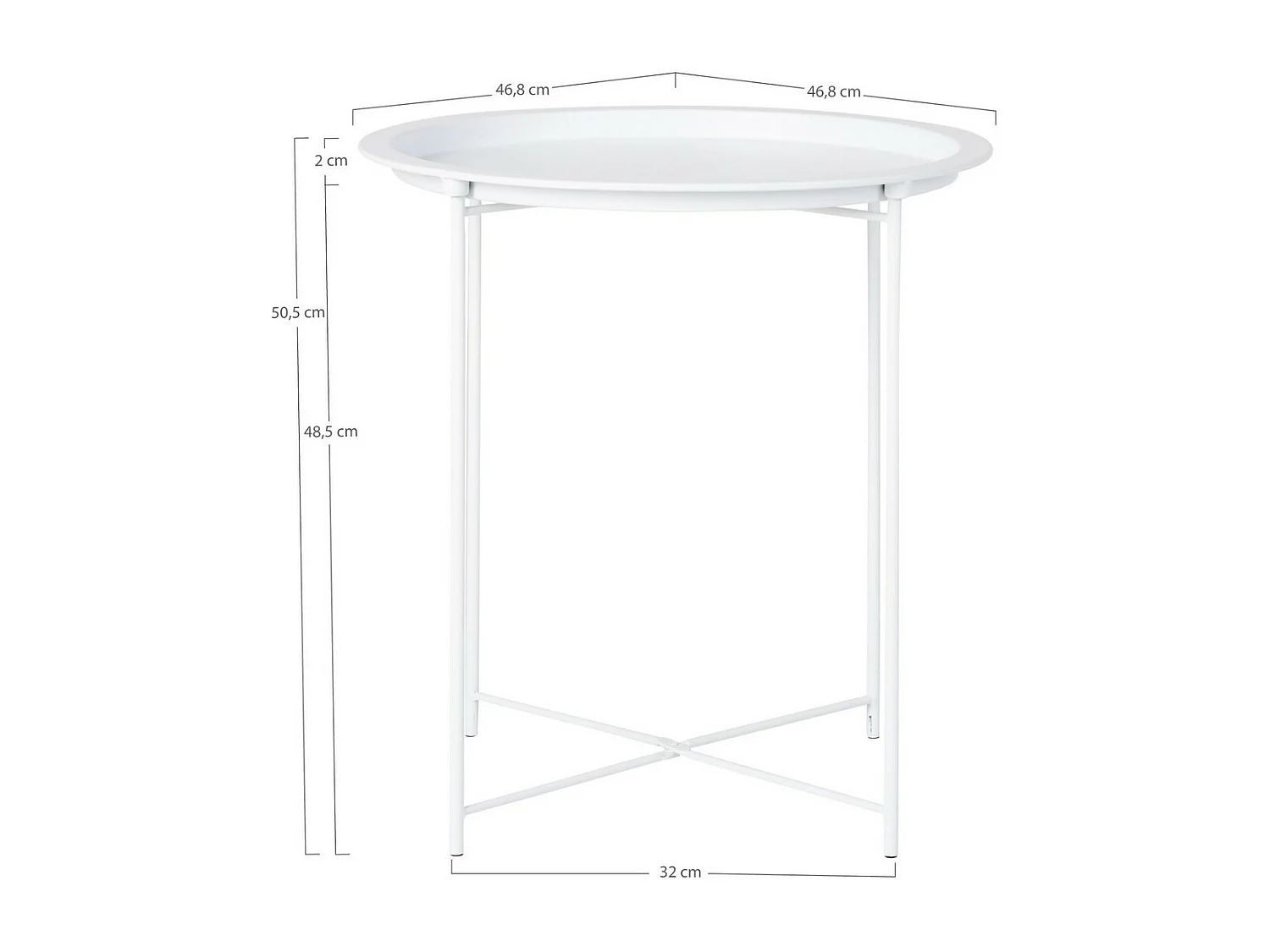 Koffietafel Bastia, Wit, 47x47x50 cm, Seven Design
