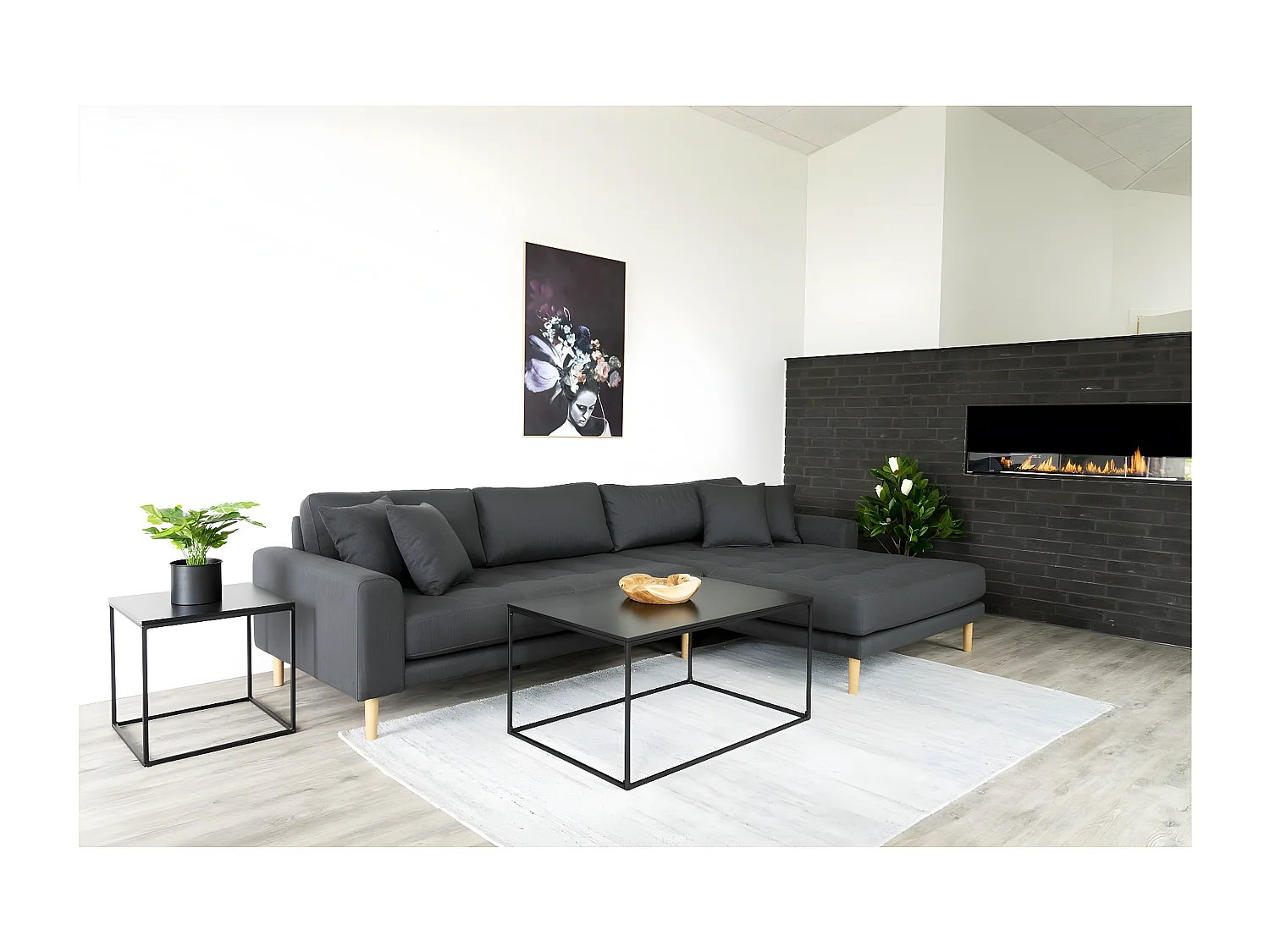 Koffietafel Vita, Zwart, 60x90x45 cm, Seven Design