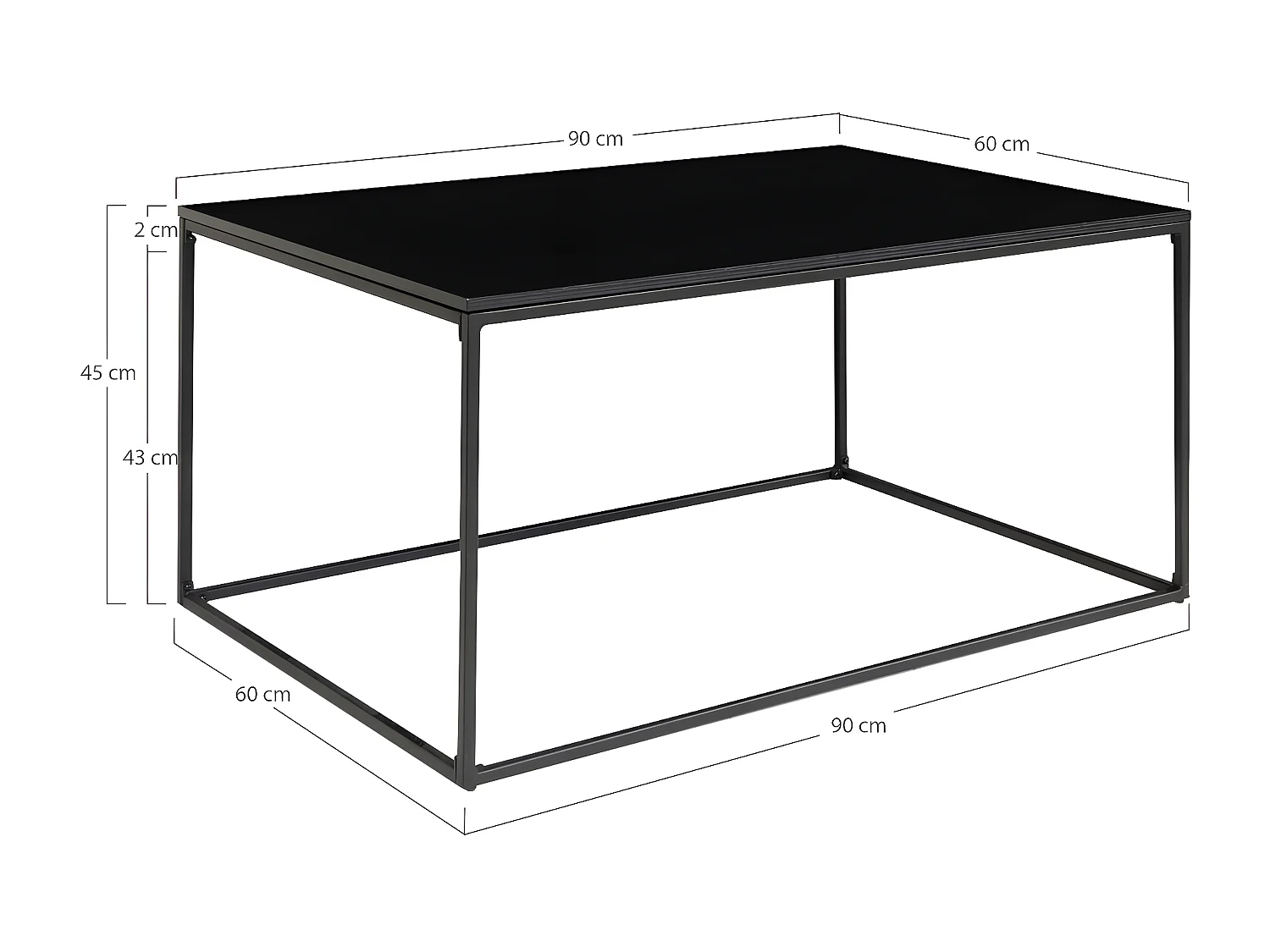 Koffietafel Vita, Zwart, 60x90x45 cm, Seven Design