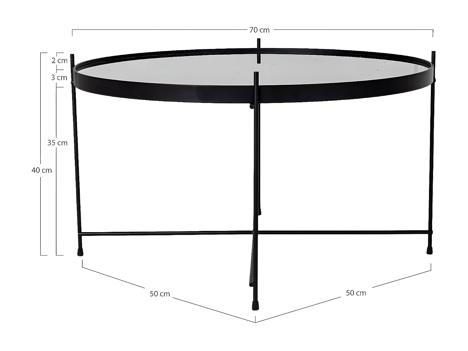 Table Basse Venezia, Noir, 70x70x40 cm, EPIKASA