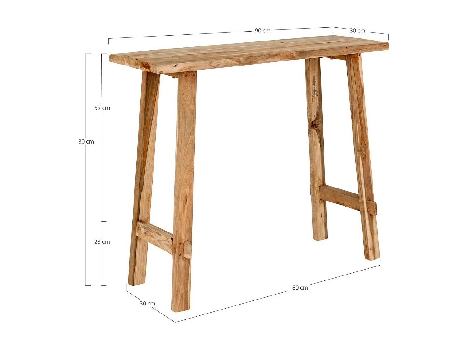 Console Tafel Girona, Bruin, 90x30x80 cm, EPIKASA