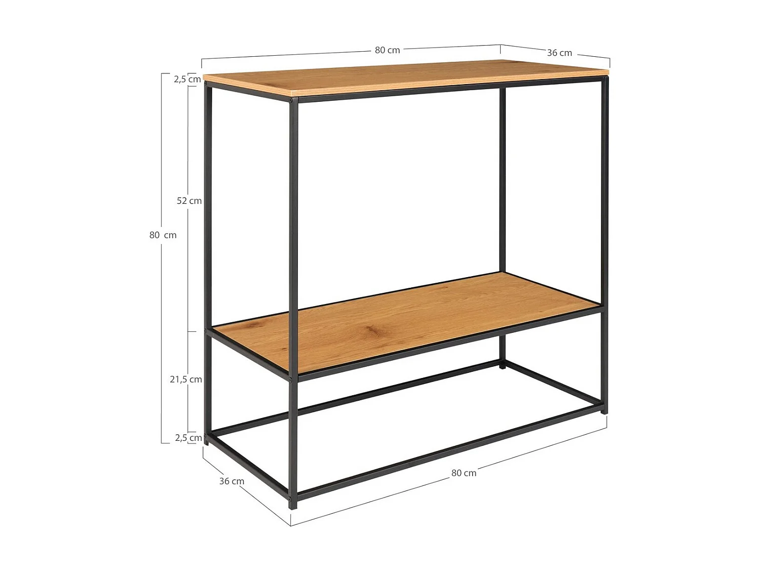Console Tafel Vita - Bruin - 80x36x80 cm - Seven Design