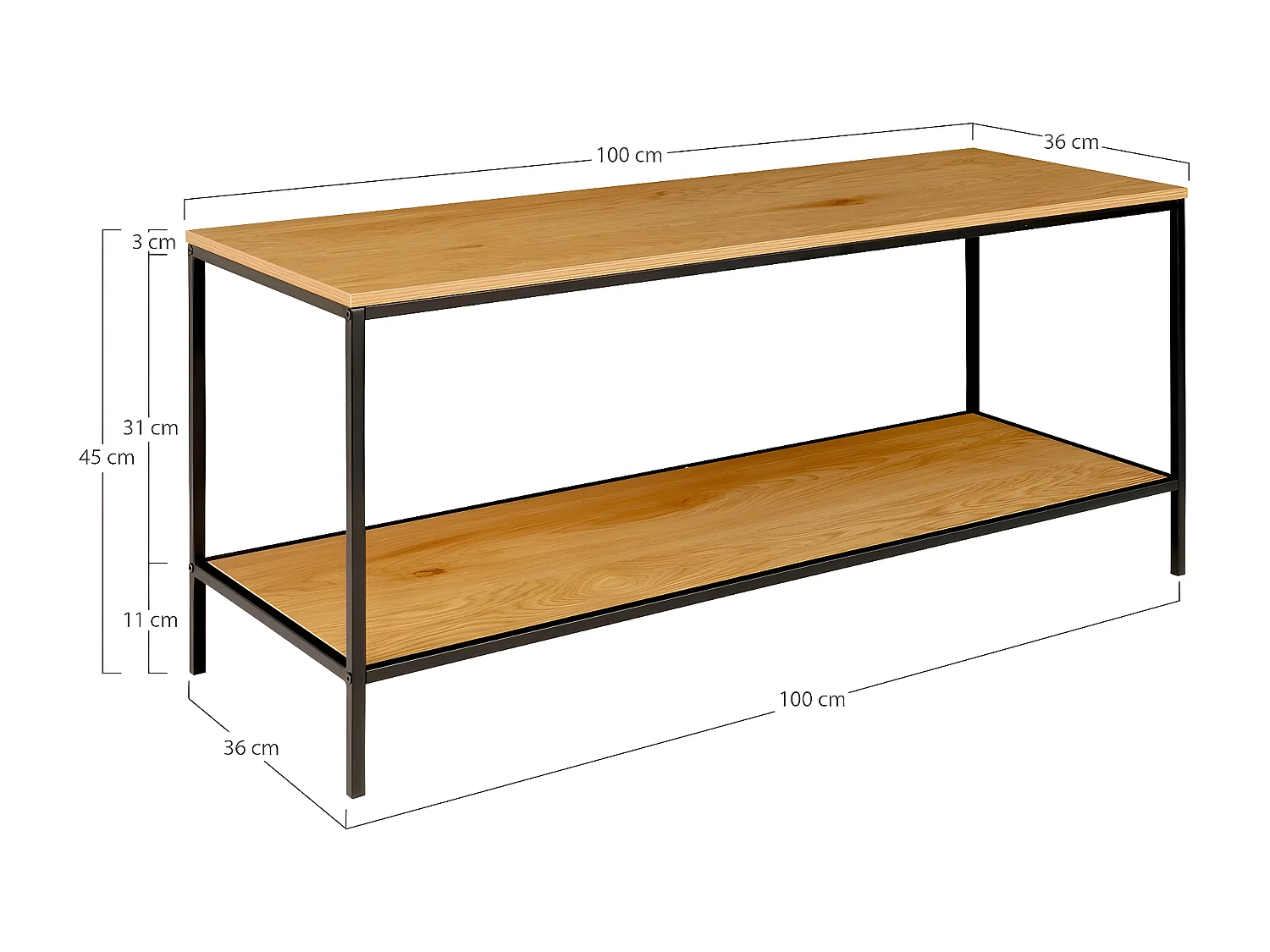 Console Tafel Vita, Bruin, 100x36x45 cm, Seven Design
