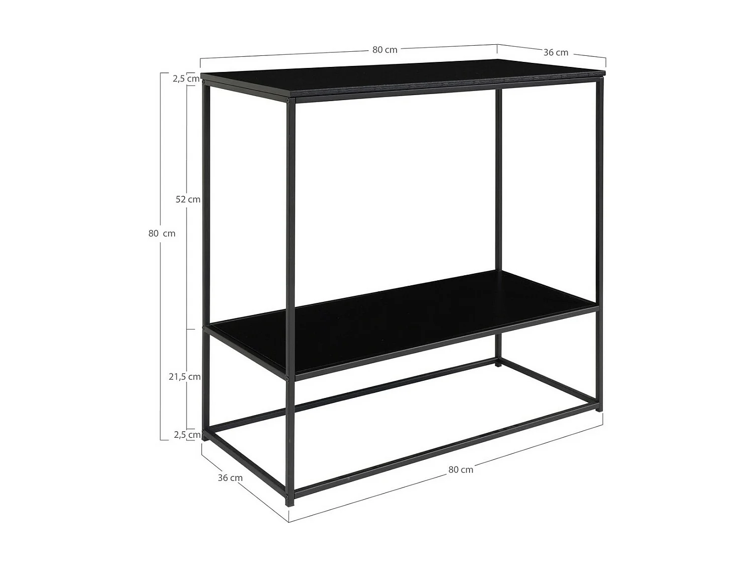 Stolik Konsolowy Życie, Czarny, 80x36x80 cm, Seven Design