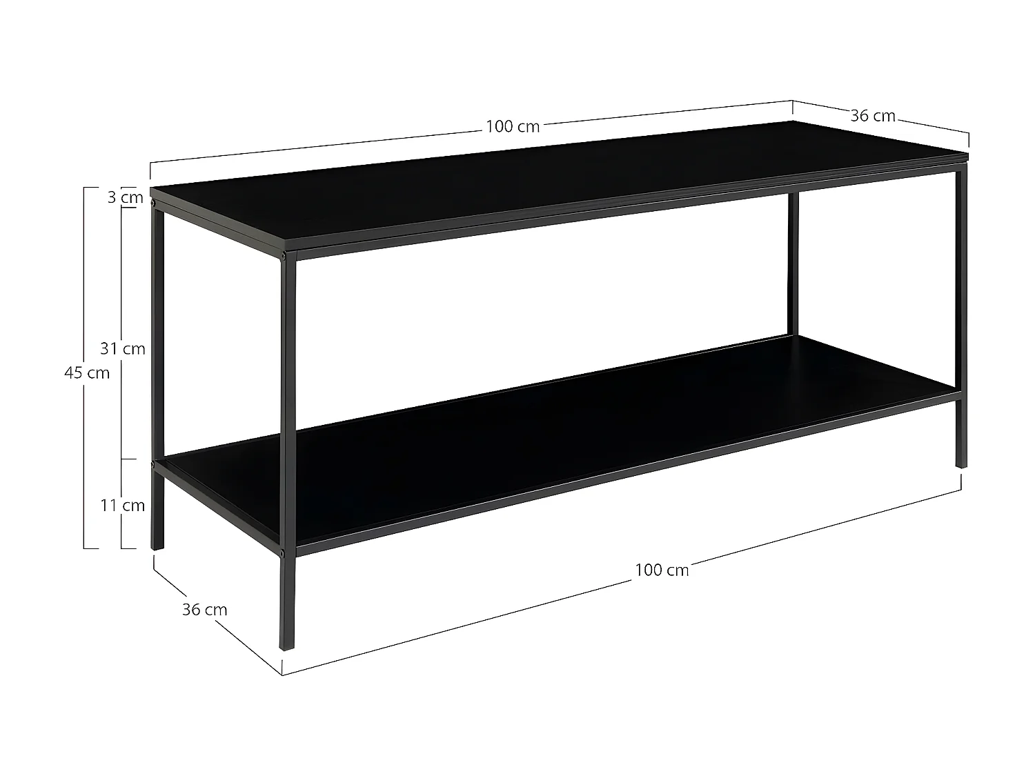 Table Console Vita, Noir, 100x36x45 cm, Seven Design