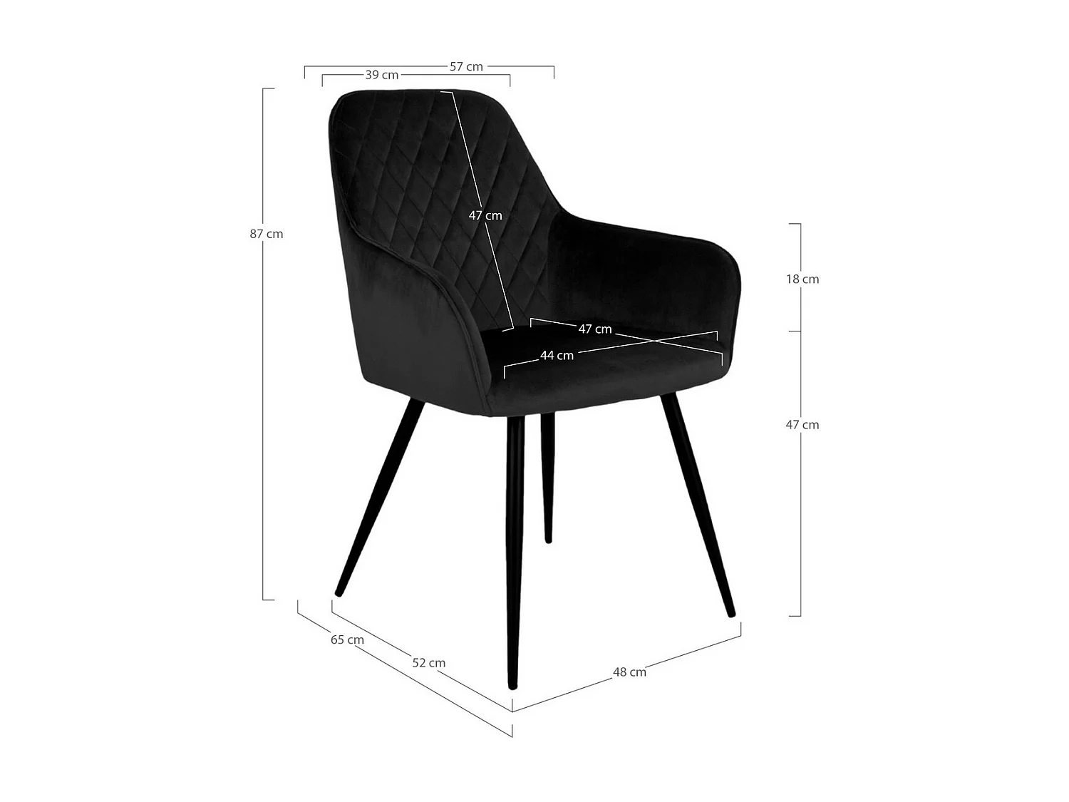 Set van 2 Stoelen Harbo, Zwart, 65x57x87 cm, EPIKASA