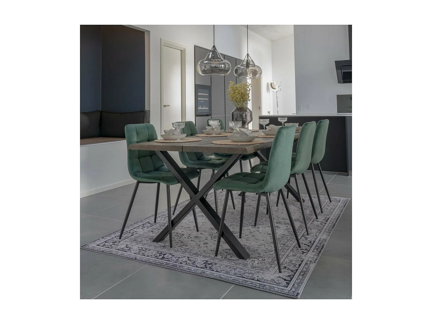 Zestaw 2 krzeseł Middelfart, Zielony, 55x44x86 cm, Seven Design