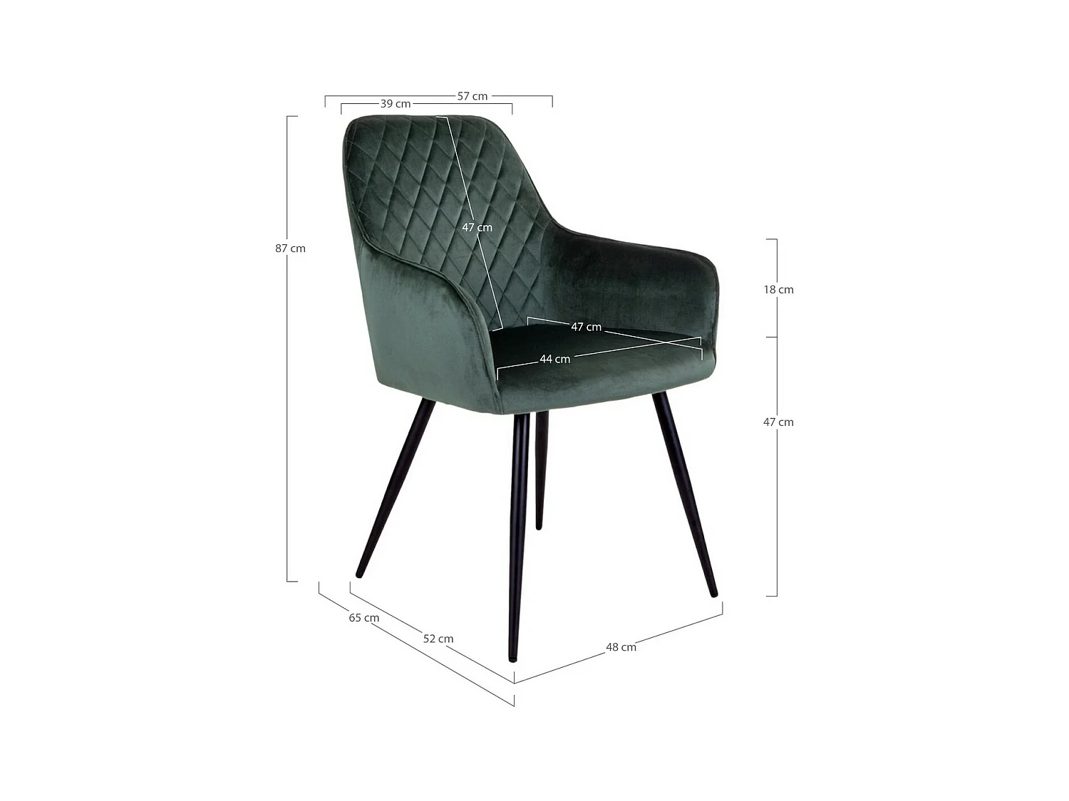 Lot de 2 Chaises Harbo, Vert, 65x57x87 cm, EPIKASA