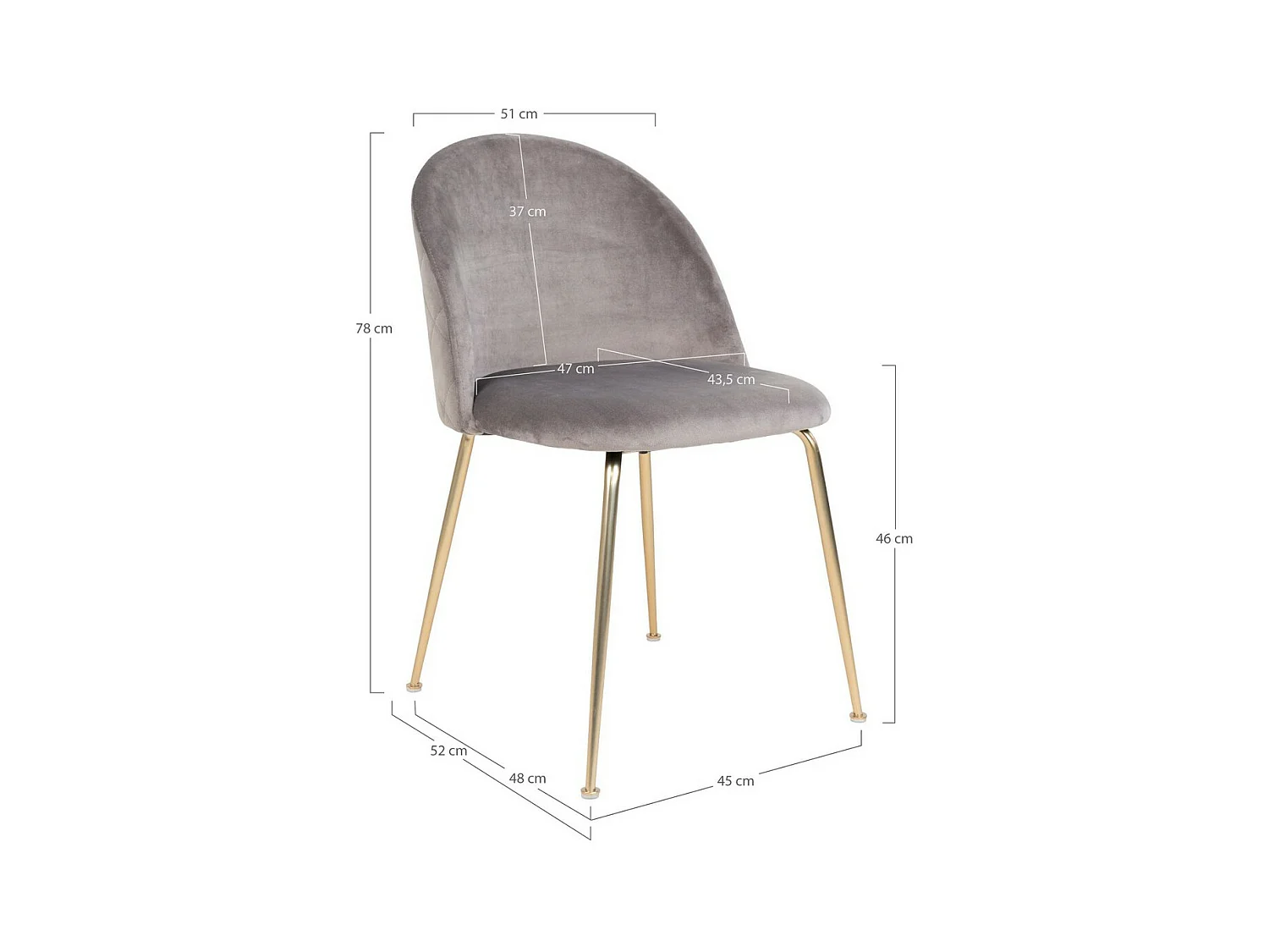 Set van 2 Stoelen Geneve, Grijs, 52x51x78 cm, EPIKASA